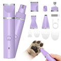 Veeconn Dog Grooming Clippers Kit-Electric Rechargeable Cat Trimmer Tools-Cordless Quiet Pet Nail Paw Grinder-4 in 1 Multifunctional Low Noise Shaver-Razor for feet Face Ears Toenail Eye