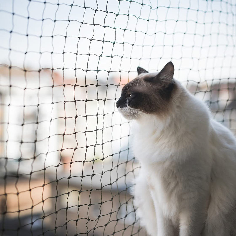 AIYGO Cat Netting Balcony 10 * 20ft Pet Mesh Fence for Balcony Black Nylon Balcony Netting for Pets Anti-Fall Cat Net for Balcony and Windows