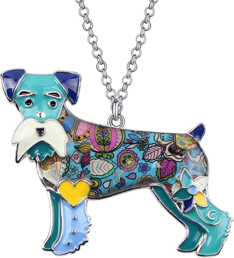 BONSNY Signature DOG collection Love Pets“SILVER”Statement SCHNAUZER Necklace Dog Animal Pendant