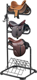 VEVOR Freestanding Saddle Stand, 30 x 30 x 68.5 in, 3 Tiers Saddle Rack, Heavy Duty Saddle Blanket Holder with Removable