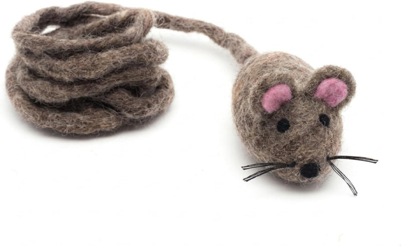 Glaciart One Felt Mouse Cat Toy – Soft Fuzzy Enrichment 100% Natural Wool - Interactive Catnip Play Cat Toy Set - Safe f