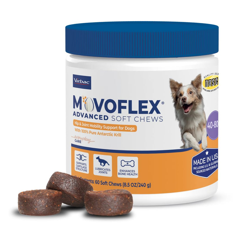 MOVOFLEX Advanced Soft Chews Hip and Joint Support Supplement for Medium Dogs - 60 Count by Virbac