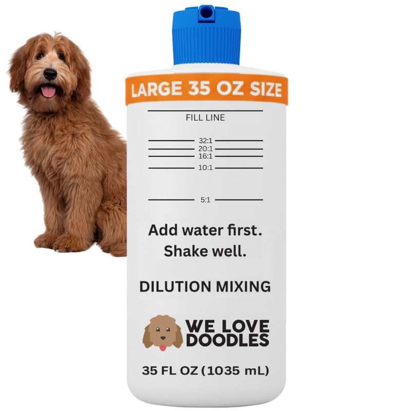 Dilution Bottle for Dog Shampoo, Mixing Bottle for Professional and Home Grooming, for Shampoo, Conditioner, and Solutions, Unscented, 35 oz (1 Pack) [We Love Doodles]