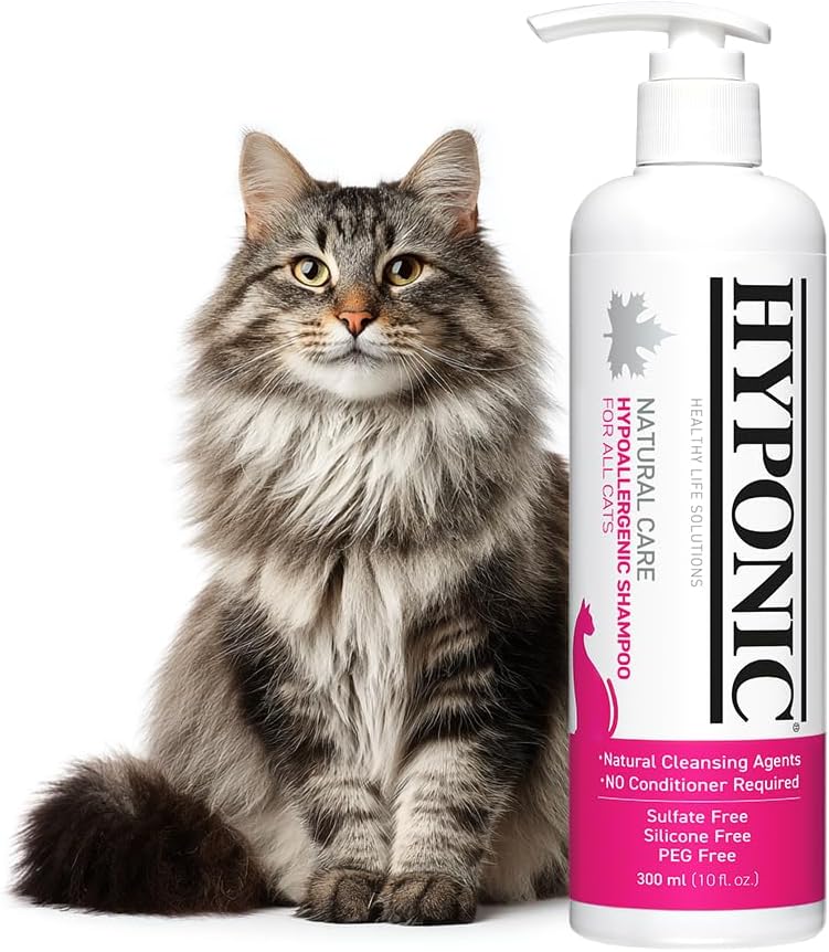 HYPONIC Hypoallergenic Premium Shampoo for All Cats (Scented, 10.14 oz) - Cat Shampoo for Dry Skin, Dandruff, Allergy