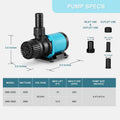800GPH 30W16FT Aquarium 24V DC Water Pump with Controller, Submersible and Inline Return Pump for Fish Tank,Aquariums,Fo