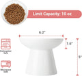 CEEFU Extra Wide Elevated Ceramic Cat Bowl - 6.2" Shallow Dish for Whisker Fatigue Relief, 5" Height for Easy Feeding, Lead & Cadmium Free, Durable Raised Cat Food Bowls, White