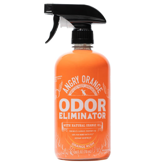 ANGRY ORANGE Pet Odor Eliminator for Dog and Cat Urine, Carpet Stains, and Strong Smells – NEW Orange Rush Scent – Citrus Cleaner with Natural Orange Oil – 24 oz