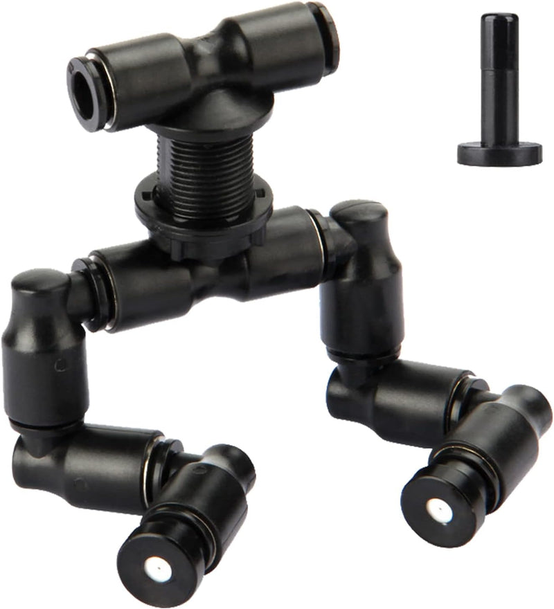 Reptile Mister Nozzles - T Double Misting Assembly, 1/4'' Misting Nozzles for Terrarium, Paludarium, Vivarium, Plants, A