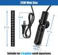 25W Mini Aquarium Heater Submersible Constant Temperature Fish Tank Betta Heater Free Thermometer Sticker Suitable for 1