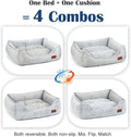 Small Dog Bed for Dogs with Cool to Touch Fabric， Soft Calming Cat Beds for Indoor Cats， Reversible Square Pet Bed for Puppy, Machine Washable Non-Slip Bottom S