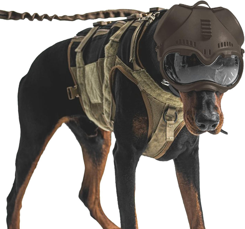 Zhongren Dog Helmet with Goggles - 2in1 Doggy Sunglasses and Pet Motorcycle Tactical Helmet Set for Medium Large Breed w