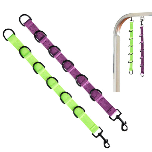 Dog Grooming Loops Extension Strap 2 PCS 6 D-Ring Dogs Grooming Table Arm Extender Straps Groom Restranit Noose Leash Quick Release Loop for Pets Salon (Purple & Green)