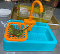 kathson Bird Bathtub,Parrot Shower Box,Automatic Parakeet Bathtub with Faucet,Bird Bathing Tub Container Cage Accessory 