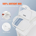 VEVOR Ingredient Storage Bin, 2 x 15L Dispenser Bin with 2 Measuring Cups, Attachable Casters and Airtight Lid, 2 Pcs/Se