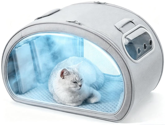 Pecute Cooling Cat House, with Cooling Mat for Small Dogs, Indoor Cat Bed with Insulation and 6 ice Packs Cooling for Cat and Dog, Foldable Outdoor Cat House for Hot Summer Days, M, Gray