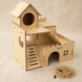 3-Tier Wooden Hamster Hideout, Syrian Hamster House with Ramps & Entrances, for Dwarf Hamsters, Gerbils (Not for Guinea 