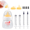 Xuanda Pet Feeding Bottle and Syringes,60ml Nursing Bottle, 3 Sizes Nipples with Ventilation Valve Resistant Tearing Perfect for Puppies, Kittens, Small Wildlife (Yellow)