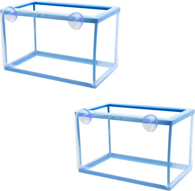 AQUANEAT Fish Tank Breeder 2 pcs Large Mesh Net Fry Saver Aquarium Spawn Hatchery Isolation with Suction Cups