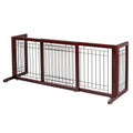 Bonnlo Free Standing Dog Gate, 37" - 68" Wide Pet Gate for Fireplace Stairs Doorways, Wooden Adjustable Pet Fence Indoor, Christmas Tree Gate (Cherry)