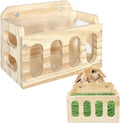 Rabbit Hay Feeder Wooden Hay Rack Guinea Pig Hay Holder Less Wasted Hanging Hay Feeder for Bunny Chinchillas Guinea Pig 