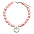PETFAVORITES Designer Fancy Engraved Crystal Heart Pet Cat Dog Necklace Jewelry with Bling Pearls Rhinestones Charm Pendant for Pets Cats Small Dogs Female Puppy Chihuahua Yorkie Costume Outfits