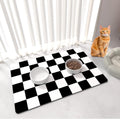Pet Feeding Mat, 16"x 24" Absorbent Dog Food Mat, Checkered Cat Bowl Mats, Easy to Clean Pet Placemats, Quick Dry Dog Wa
