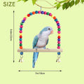 Wooden Bird Swing, 9 Inches Hanging Birds Cage Perches with Playing Bell, Natural Bird Chew Toys Boredom Breaker Bird To