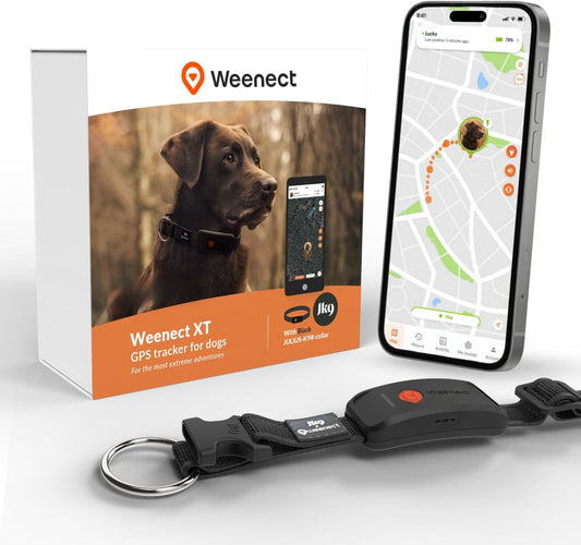 Weenect Dog XT - NEW GPS Collar for Dogs | XL Antenna | Waterproof | Ultra-Durable Integrated Julius-K9 Collar | Subscription Required