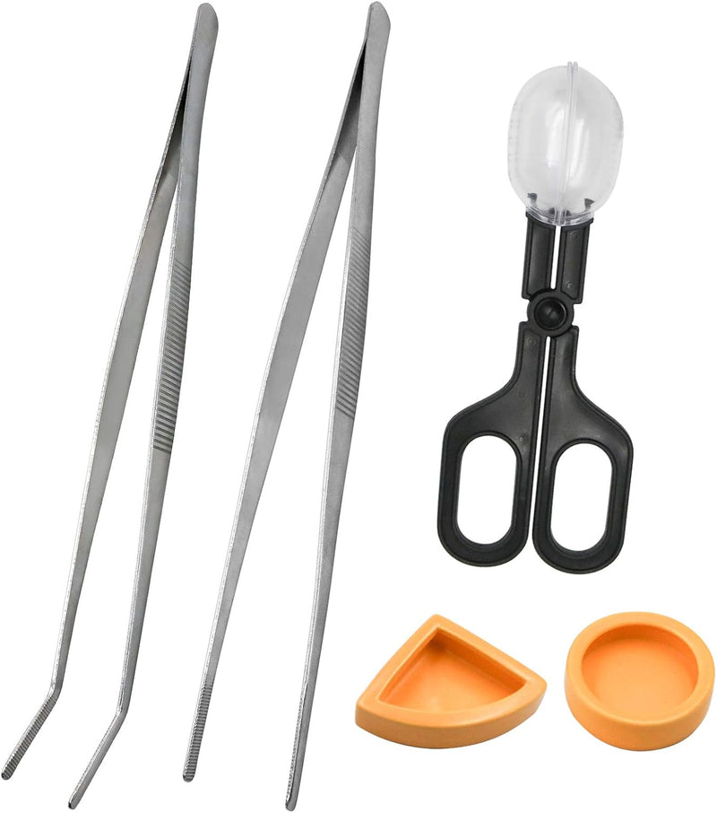 2Pcs Stainless Steel Feeding Tongs, Reptile Feeding Tweezers Long Handle Feeder Tools, Bug Feeding Clamp Cricket Tongs f