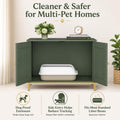 Homhedy 28.3" L Cat Litter Box Enclosure with Metal Frame, Green and Gold