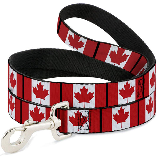 Buckle-Down Pet Leash - Canada Flags - 4 Feet Long - 1" Wide