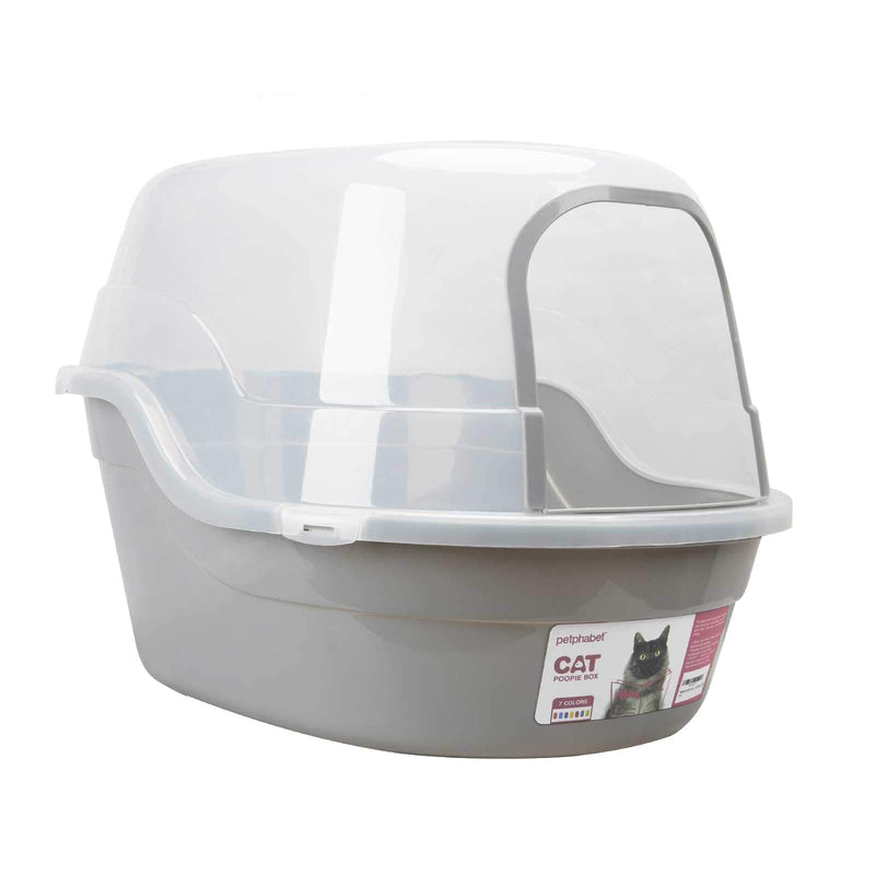 Petphabet Jumbo Hooded Cat Litter Box, Extra Large Gray