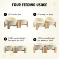 SPUNKYJUNKY 15° Slanted Ceramic Dog and Cat Bowl with Wooden Stand, Tilted Bulldog Food and Water Bowl No Slip Non-Spill