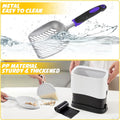 Apidgrowth Cat Litter Scooper with Holder,Metal Cat Litter Scoop, Kitty Poop Scooper Stand for Litter Box, Cat Caddy for Litter Scoop, Fast Sifting Kitty Poop Scooper Caddy Poop Scooper Stand