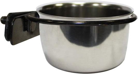 Stainless Steel Cup w/Holder - Durable Metal Mountable Food & Water Dish - Sugar Gliders, Hedgehogs, Chinchillas, Rats, 