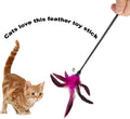 Cat Wand Toy Feather Stick Cat Toys, 6 Pieces Interactive Cat Toy Feathers Wand for Indoor Cats (A)