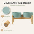Havniva 6.1inch Ceramic Raised Dog Bowl with Stand, Double Dog Bowls Elevated for Small and Medium Breed Dog Food and Water Bowl Set Non-Slip Dog Dish Large Capacity Feeding Pet Water Bowl