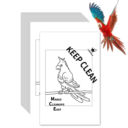 TABABAO Bird Cage Paper Liners, Bird Cage Liners, 200pcs Disposable Paper Cage Liners for Birds, Pre-Cut Large Bird Cage Liners for Parrot, Parakeet, Conure, Cockatiel, 17 X 11 inch, White