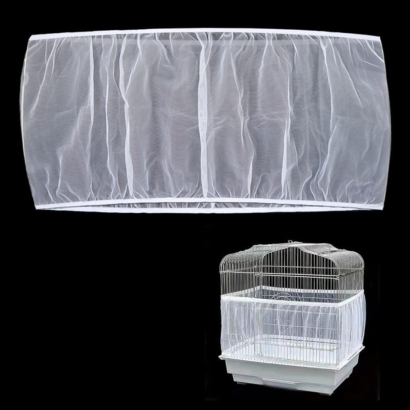 Chihutown Soft Airy Bird Cage Net Cover, Bird Cage Seed Catcher, Skirt Guard Gauze Birdcage Mesh Netting for Round Square Cages, Reuseable (White, L)