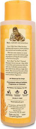 Burt's Bees for Pets Oatmeal Dog Shampoo with Honey, Soothing Formula for Itchy and Sensitive Dog Skin, Colloidal Oat Flour and Honey, pH Balanced, Sulfate-Free, 16 Fl Oz