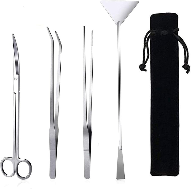 Aquarium Aquascaping Tool, Long Tweezers Scissors Spatula, 4 in 1 Stainless Steel Aquatic Plants Set for Fish Starter Ki
