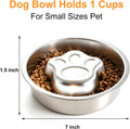 Stainless Steel Slow Feeder Dog Bowls,Slow Food Bowl for Dog & Cat - 1 Cups Capacity,Paw-Shaped Design Pet Food Holder,M