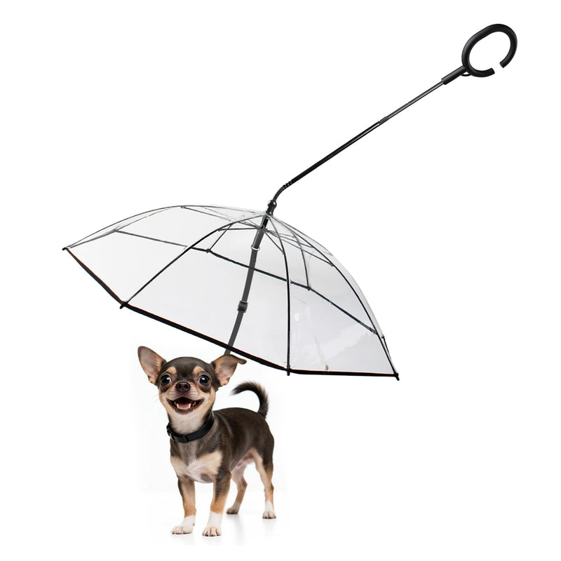 PETLESO Dog Umbrella for Small Breed, Clear Small Dog Umbrella with Adjustable Leash, Keep Pet Dry on Rainy Walks/Potty Trips, Adjustable Shaft Angle Rain Umbrella, Self-Assembly