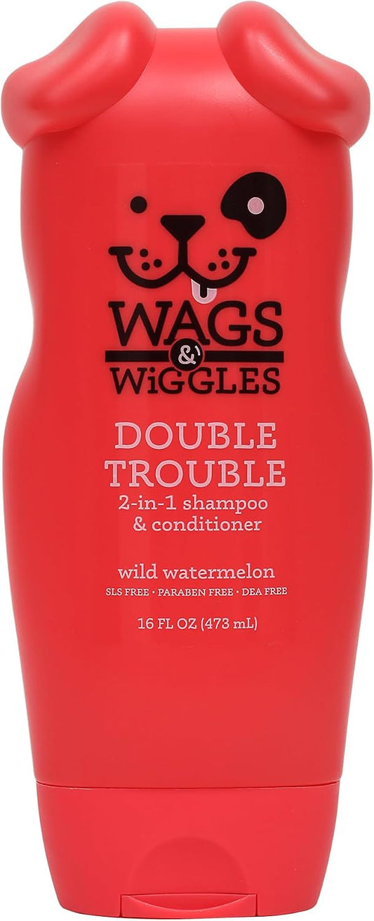 Wags & Wiggles 2-in-1 Dog Shampoo, Fruity Watermelon, 16 Fl Oz