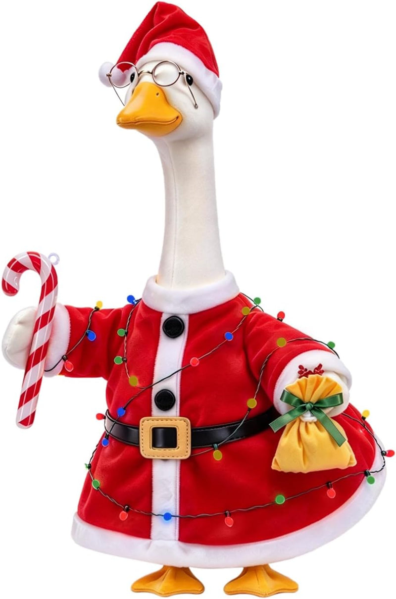 Christmas Porch Goose Outfits Santa Claus Costume for 23 Inch Lawn Statue
