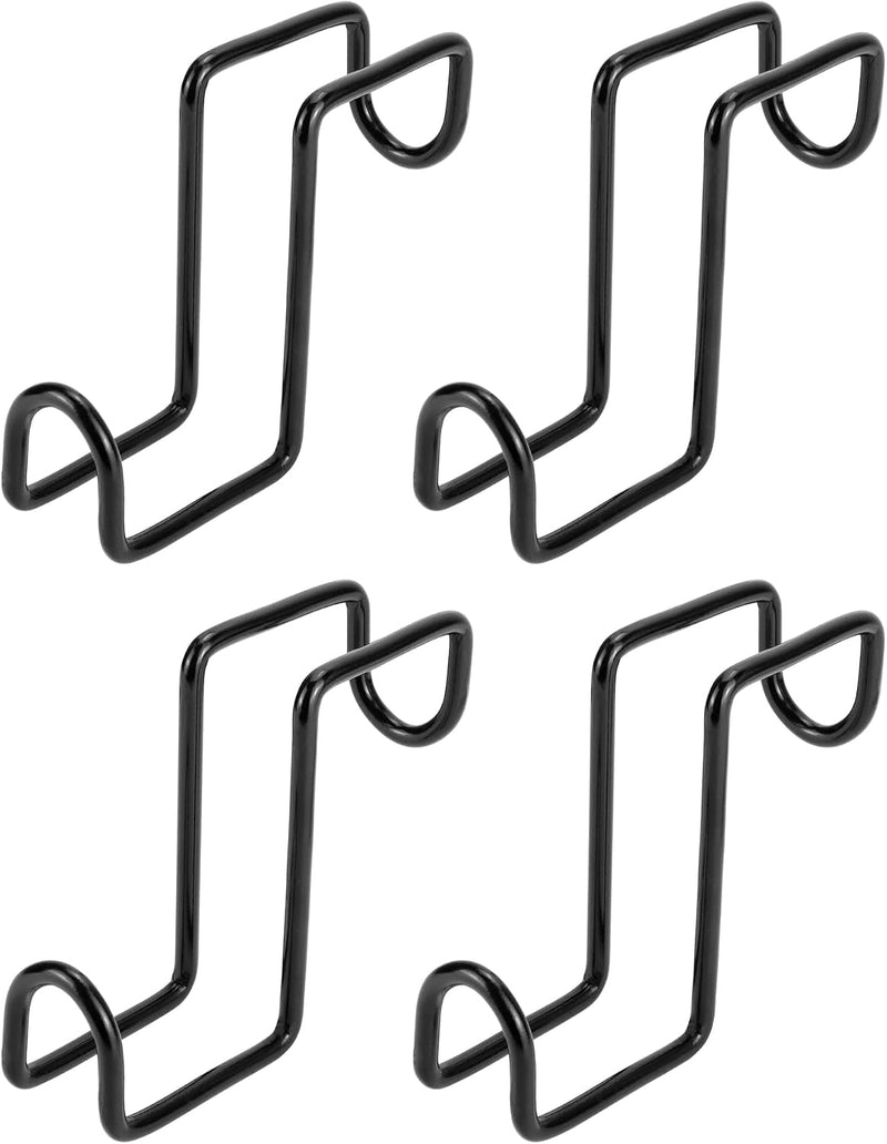 QWORK 4 Inch Tack Hook Set - 4 Pack Heavy Duty Black Horse Halter Rack, Over Rail Bridle Hooks Anti-Rust Coated Metal Ho