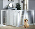 unipaws 36”H Free Standing Pet Gate for Dog Cat, Tall Wooden Dog Gates for Doorway, Stairs, Foldable Pet Fence for The House, Expandable Barrier, Indoor Use, White
