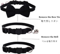 WDPAWS Cat Collar Breakaway with Bell and Removable Bow Tie Safety Buckle Velvet Adjustable 7-11 inches for Kitten Cats (Black)
