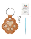 Aurichi Cat & Dog Hair Keychain, Leather Dog Paw Hair Holder Fur Collection Key Chain Keepsake Pet Loss Memorial Gift