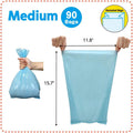 BOS Amazing Odor Sealing Cat Waste Disposal Bags - Durable and Unscented [Size: M, Color: Light blue] (90 Count, Pack of 2) (180 Bags)